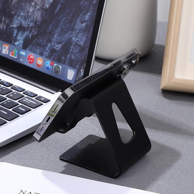 Aluminum Alloy Phone Stand 2 Pcs Black Mobile Holder Compatible with Smartphones for Desk Home Office - Image 5
